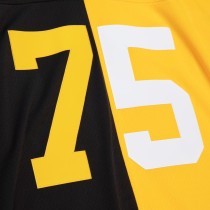 Men's Pittsburgh Steelers Joe Greene Number 75 Mitchell & Ness Black/Gold 1976 Split Legacy Replica Jersey