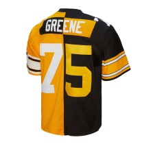 Men's Pittsburgh Steelers Joe Greene Number 75 Mitchell & Ness Black/Gold 1976 Split Legacy Replica Jersey