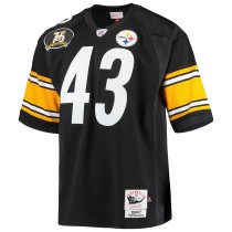 Men's Pittsburgh Steelers 2007 Troy Polamalu Number 43 Mitchell & Ness Black Authentic Throwback Retired Player Jersey