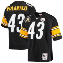 Men's Pittsburgh Steelers 2007 Troy Polamalu Number 43 Mitchell & Ness Black Authentic Throwback Retired Player Jersey