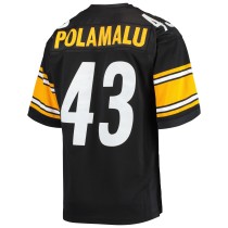 Men's Pittsburgh Steelers 2007 Troy Polamalu Number 43 Mitchell & Ness Black Authentic Throwback Retired Player Jersey