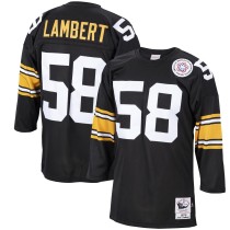 Men's Pittsburgh Steelers 1975 Jack Lambert Number 58 Mitchell & Ness Black Authentic Throwback Retired Player Jersey