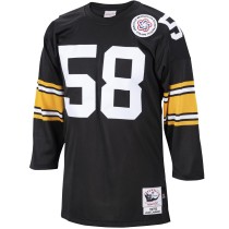 Men's Pittsburgh Steelers 1975 Jack Lambert Number 58 Mitchell & Ness Black Authentic Throwback Retired Player Jersey