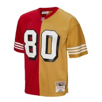 Men's San Francisco 49ers Jerry Rice Number 80 Mitchell & Ness Scarlet/Gold 1994 Split Legacy Replica Jersey