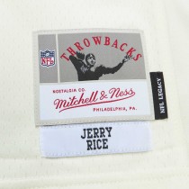 Men's San Francisco 49ers Jerry Rice Number 80 Mitchell & Ness Cream Chainstitch Legacy Jersey