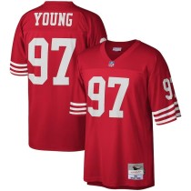 Men's San Francisco 49ers Bryant Young Number 97 Mitchell & Ness White Legacy Replica Jersey