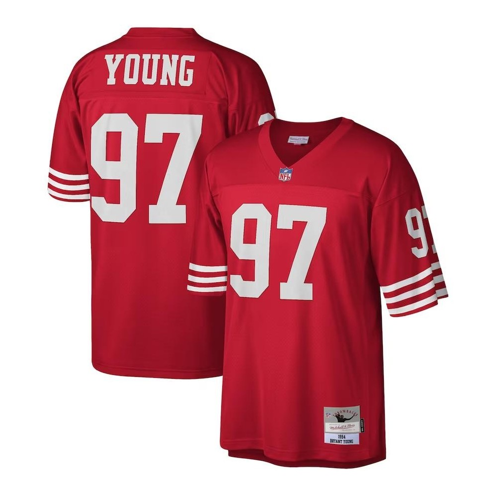 Men's San Francisco 49ers Bryant Young Number 97 Mitchell & Ness White Legacy Replica Jersey