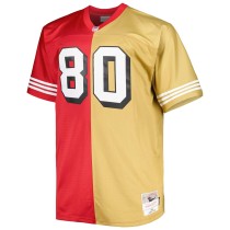 Men's San Francisco 49ers Jerry Rice Number 80 Mitchell & Ness Scarlet/Gold Big & Tall Split Retired Player Replica Jersey