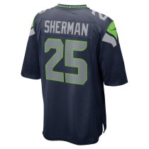 Men's Seattle Seahawks Richard Sherman Number 25 Nike College Navy Retired Game Jersey