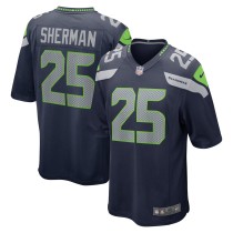 Men's Seattle Seahawks Richard Sherman Number 25 Nike College Navy Retired Game Jersey