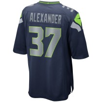 Men's Seattle Seahawks Shaun Alexander Number 37 Nike College Navy Game Retired Player Jersey