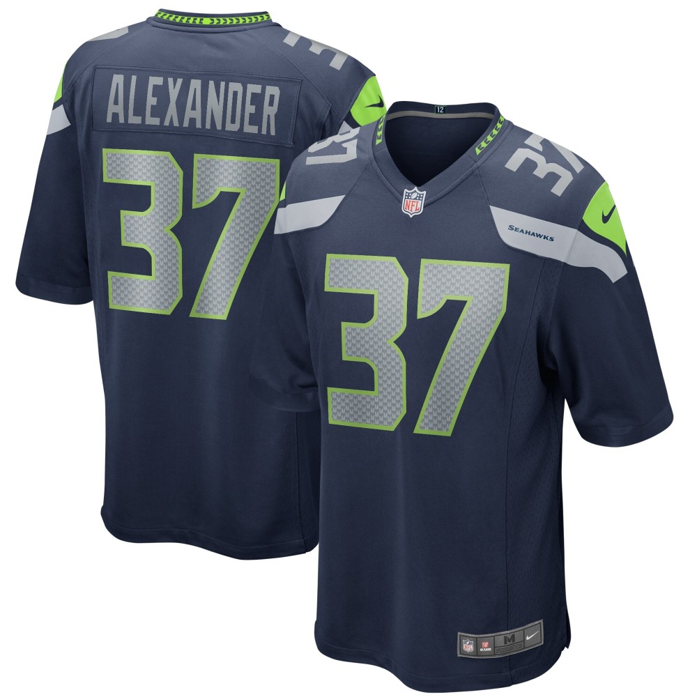 Men's Seattle Seahawks Shaun Alexander Number 37 Nike College Navy Game Retired Player Jersey