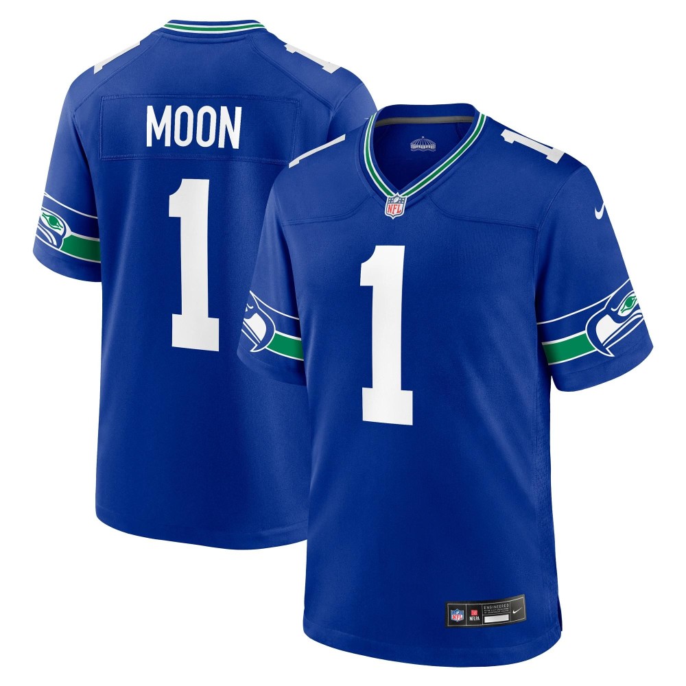 Men's Seattle Seahawks Warren Moon Number 1 Nike College Navy Game Retired Player Jersey