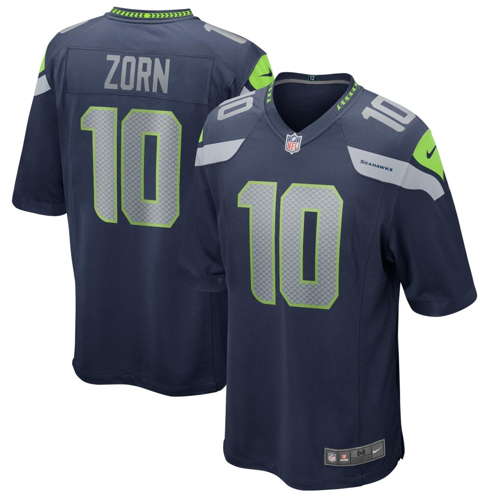 Men's Seattle Seahawks Jim Zorn Number 10 Nike College Navy Game Retired Player Jersey