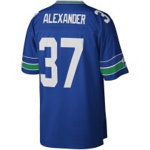 Men's Seattle Seahawks Shaun Alexander Number 37 Mitchell & Ness Royal Legacy Replica Jersey