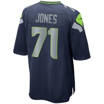 Men's Seattle Seahawks Walter Jones Number 71 Nike College Navy Game Retired Player Jersey