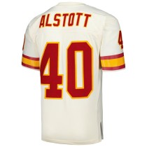 Men's Tampa Bay Buccaneers Mike Alstott Number 40 Mitchell & Ness Cream Chainstitch Legacy Jersey