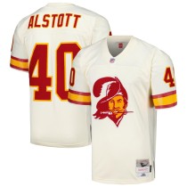 Men's Tampa Bay Buccaneers Mike Alstott Number 40 Mitchell & Ness Cream Chainstitch Legacy Jersey