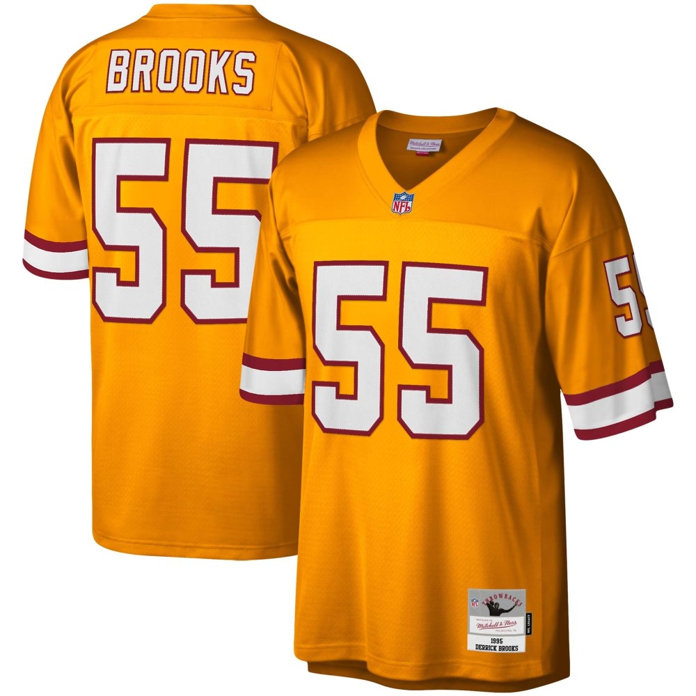 Men's Tampa Bay Buccaneers Derrick Brooks Number 55 Mitchell & Ness Orange Legacy Replica Jersey