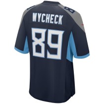 Men's Tennessee Titans Frank Wycheck Number 89 Nike Navy Game Retired Player Jersey