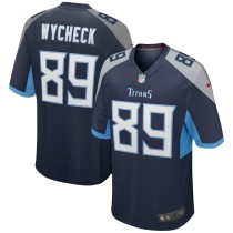 Men's Tennessee Titans Frank Wycheck Number 89 Nike Navy Game Retired Player Jersey