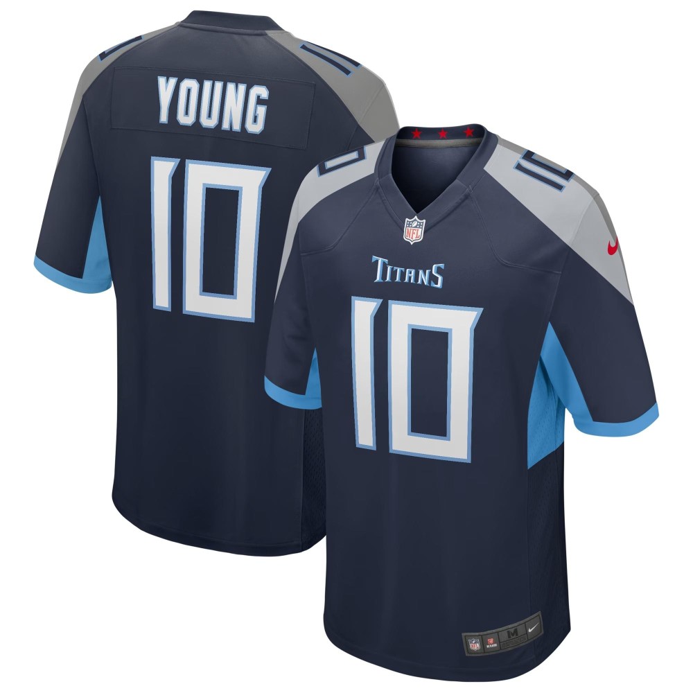 Men's Tennessee Titans Vince Young Number 10 Nike Navy Game Retired Player Jersey