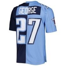 Men's Tennessee Titans Eddie George Number 27 Mitchell & Ness Navy/Light Blue 1999 Split Legacy Replica Jersey