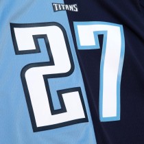 Men's Tennessee Titans Eddie George Number 27 Mitchell & Ness Navy/Light Blue 1999 Split Legacy Replica Jersey