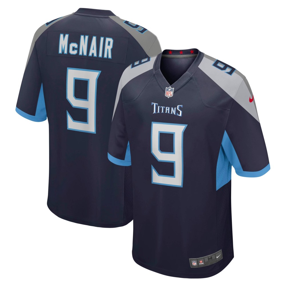 Men's Tennessee Titans Steve McNair Number 9 Nike Navy Game Retired Player Jersey