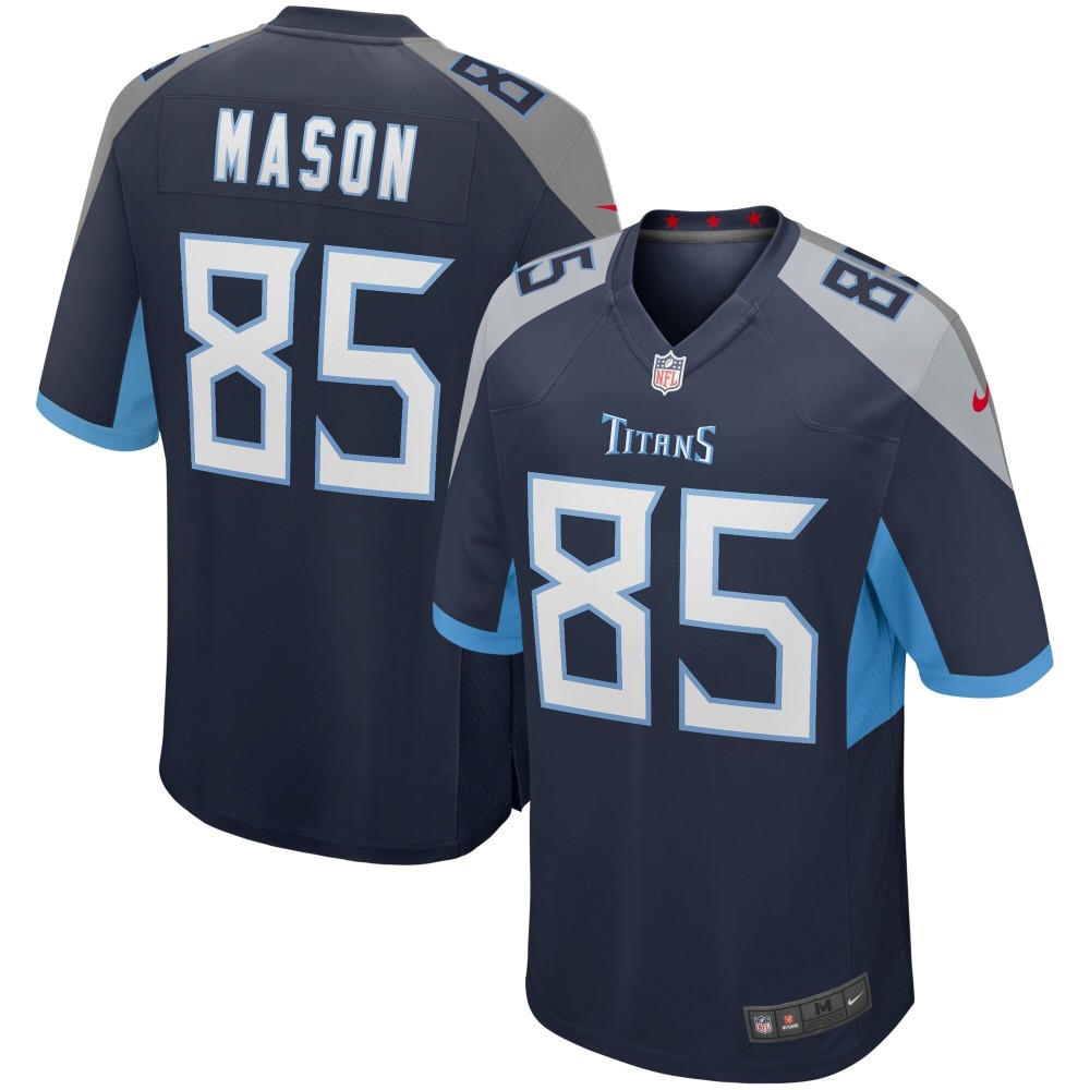 Men's Tennessee Titans Derrick Mason Number 85 Nike Navy Game Retired Player Jersey