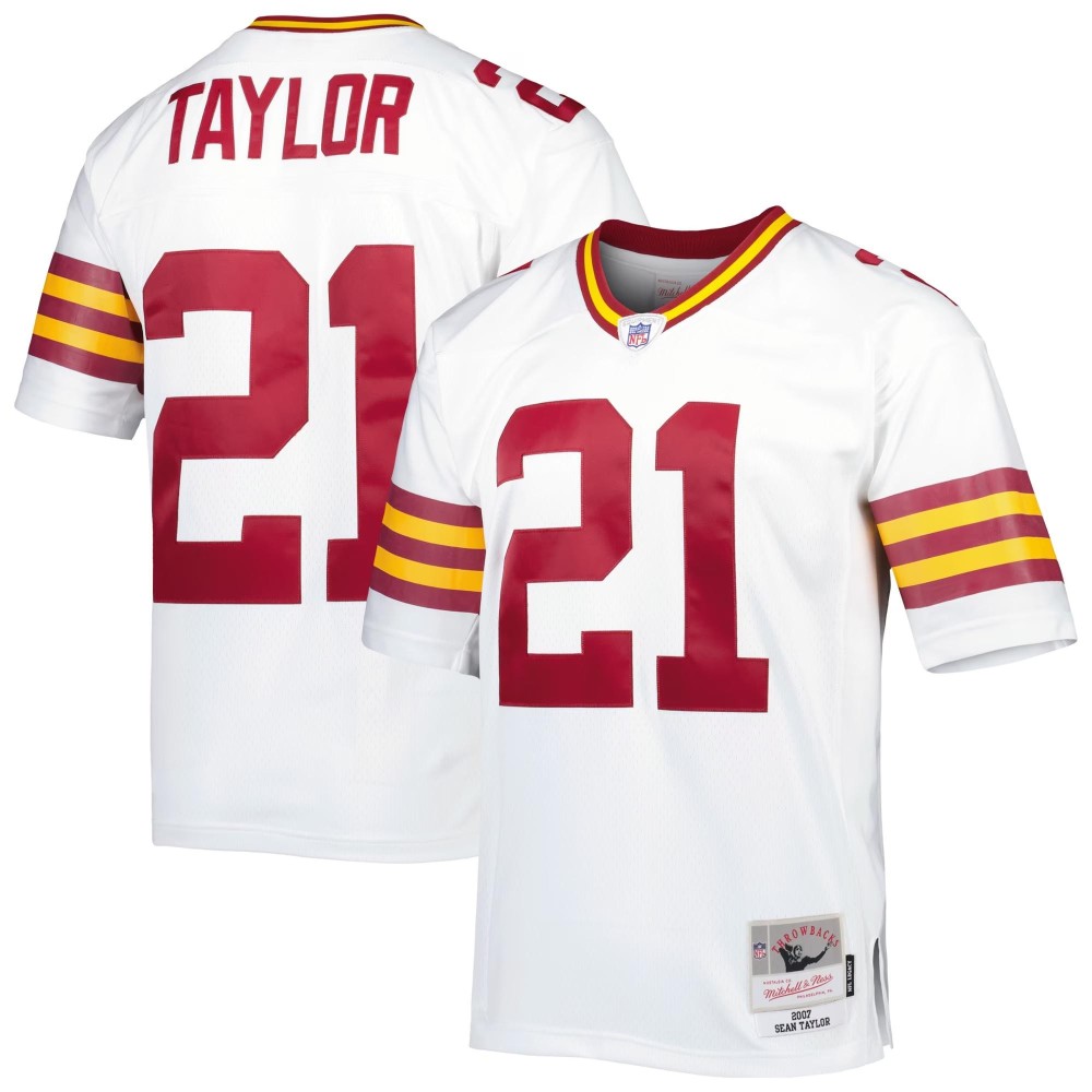 Men's Washington Football Team Sean Taylor Number 21 Mitchell & Ness White Legacy Replica Jersey