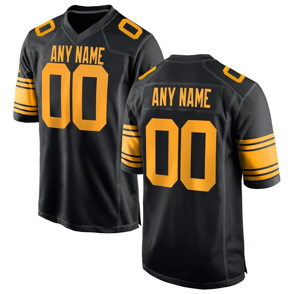 Men's Pittsburgh Steelers Black Alternate Custom Game Jersey