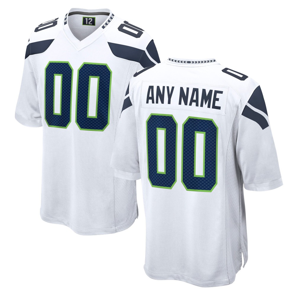 Men's Seattle Seahawks White Custom Game Jersey