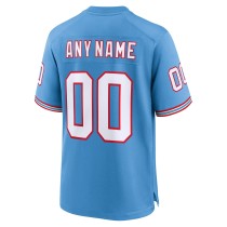 Men's Tennessee Titans Light Blue Oilers Throwback Custom Game Jersey