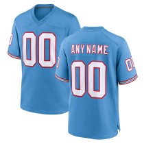 Men's Tennessee Titans Light Blue Oilers Throwback Custom Game Jersey