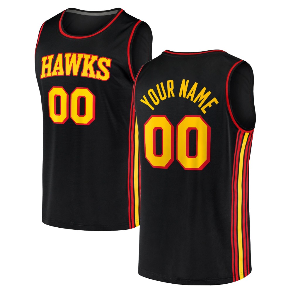 Men's Atlanta Hawks Fanatics Black Fast Break Replica Custom Jersey - Statement Edition