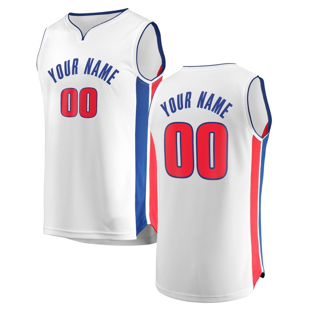 Men's Detroit Pistons Fanatics White Fast Break Custom Replica Jersey