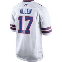 Men's Buffalo Bills Josh Allen Number 17 Nike White Game Player Jersey