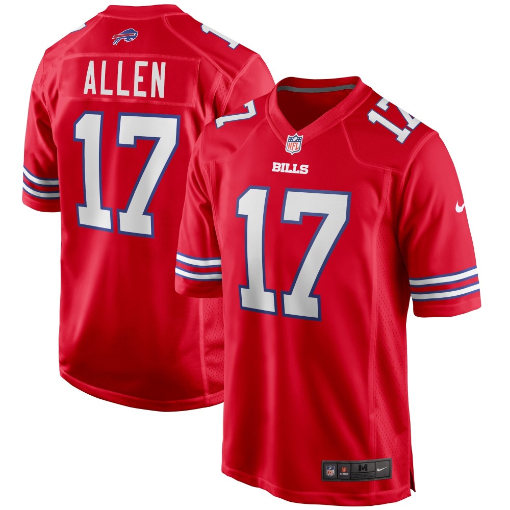 Men's Buffalo Bills Josh Allen  Number 17 Nike Red Alternate Game Player Jersey