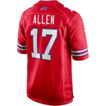 Men's Buffalo Bills Josh Allen  Number 17 Nike Red Alternate Game Player Jersey