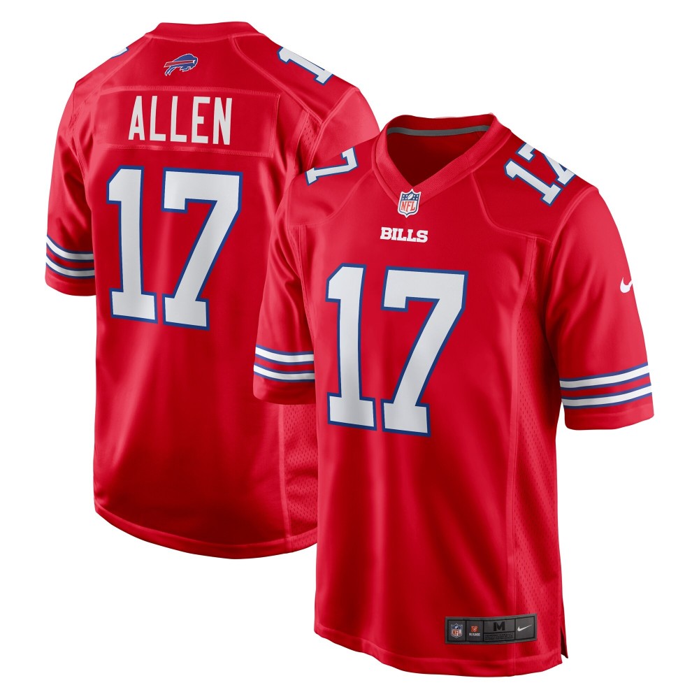 Men's Buffalo Bills Josh Allen Number 17 Nike Red Alternate Game Jersey