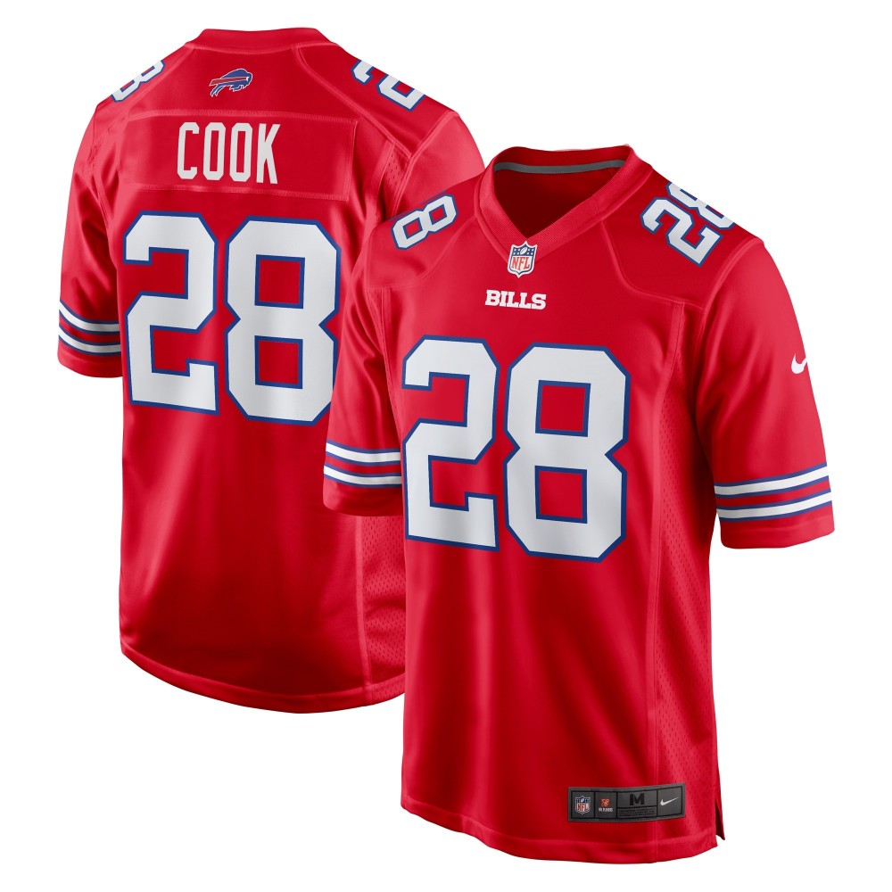 Men's Buffalo Bills James Cook Number 28 Nike Red Alternate Game Jersey