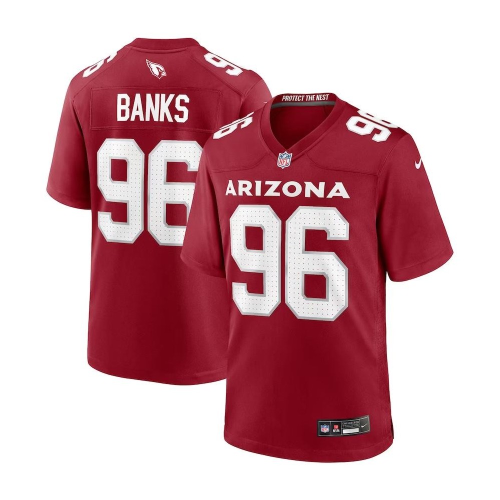 Men's Arizona Cardinals Eric Banks Number 96 Nike Cardinal Game Jersey