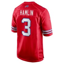 Men's Buffalo Bills Damar Hamlin Number 3  Nike Red Alternate Game Jersey