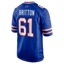 Men's Buffalo Bills Gunner Britton Number 61 Nike Royal Game Jersey