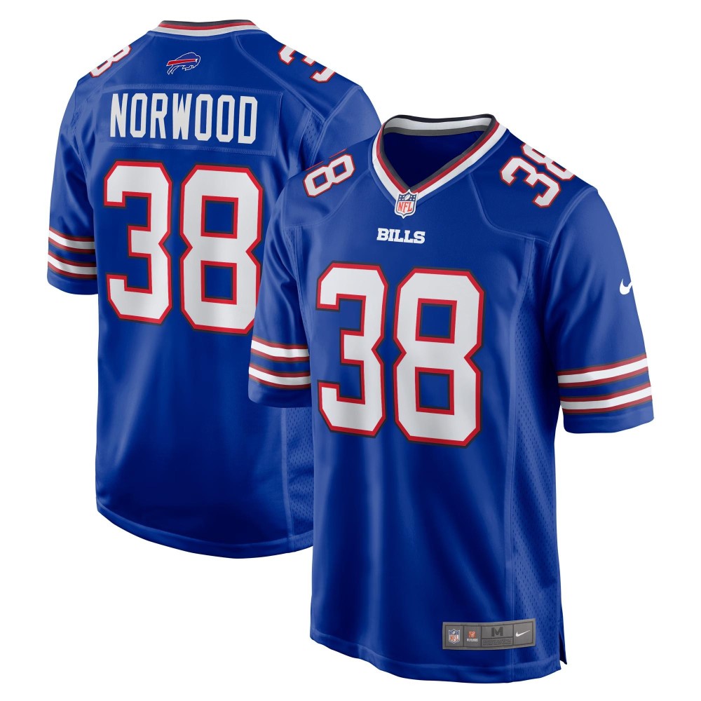 Men's Buffalo Bills Tre Norwood Number 38 Nike Royal Team Game Jersey