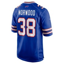 Men's Buffalo Bills Tre Norwood Number 38 Nike Royal Team Game Jersey