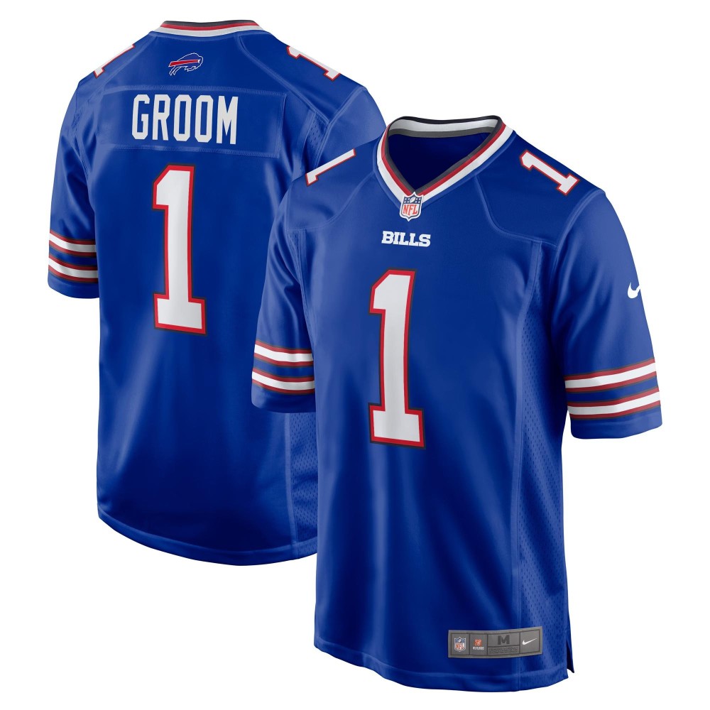 Men's Buffalo Bills Groom Number 1 Nike Royal Game Jersey