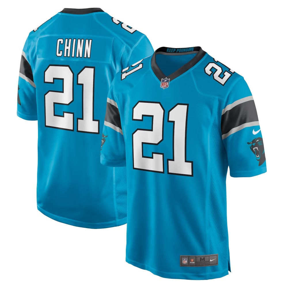 Men's Carolina Panthers Jeremy Chinn Number 21 Nike Blue Game Jersey