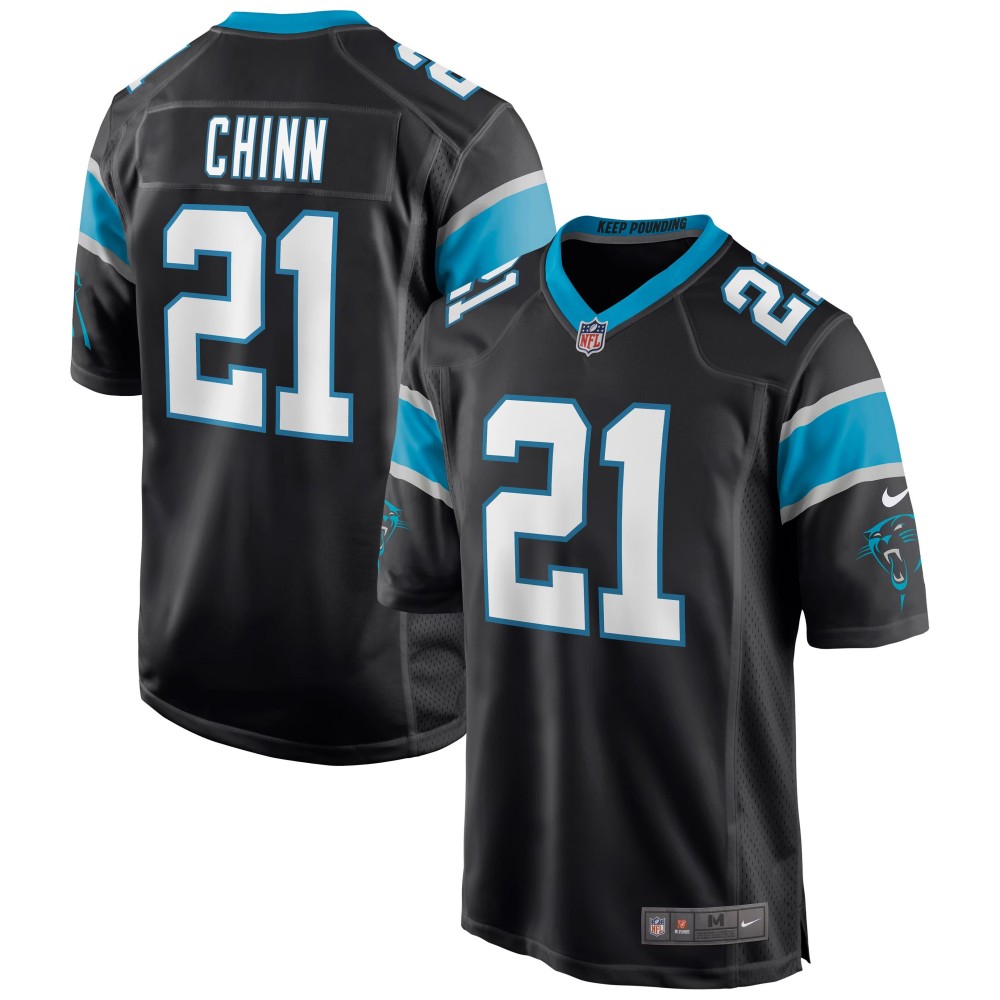 Men's Carolina Panthers Jeremy Chinn Number 21 Nike Black Game Jersey